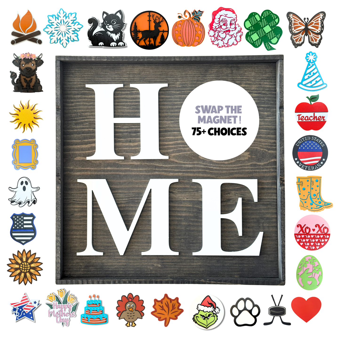 11 X 11 Interchangeable Home Sign - Ebony