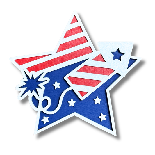 4th of July Star Firework - Magnet